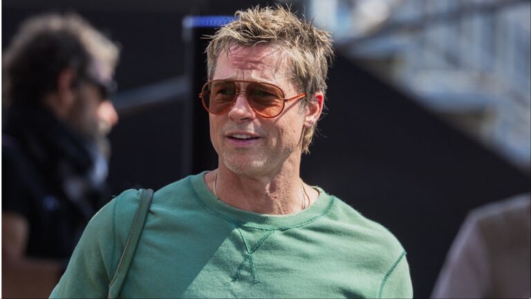 Brad Pitt arrives at the Hungarian Grand Prix