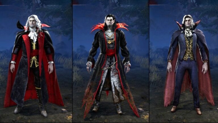 Three Dracula cosmetics from Dead by Daylight