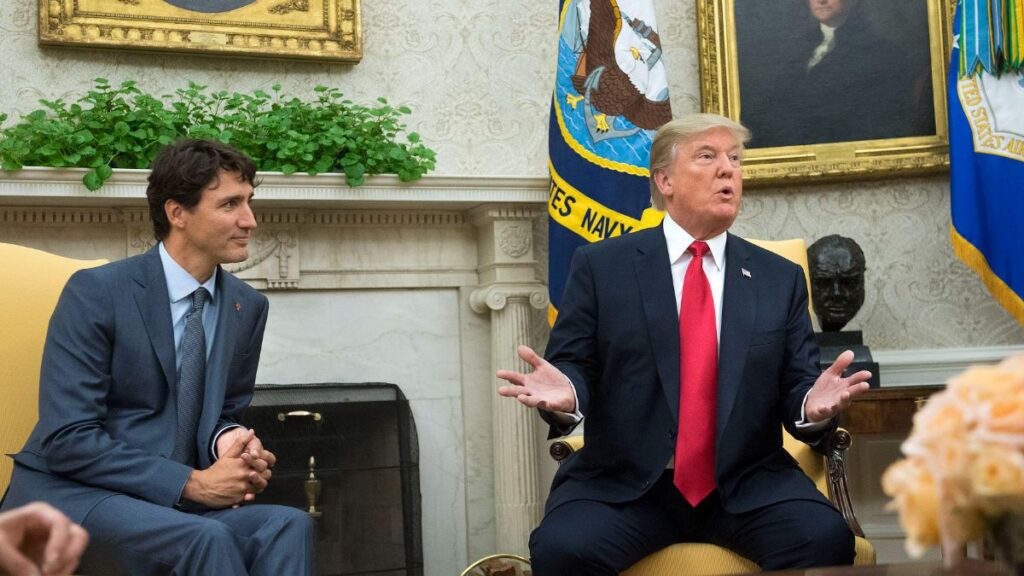 Donald Trump and the Prime Minister of Canada Justin Trudeau at the White House on October 11th, 2017