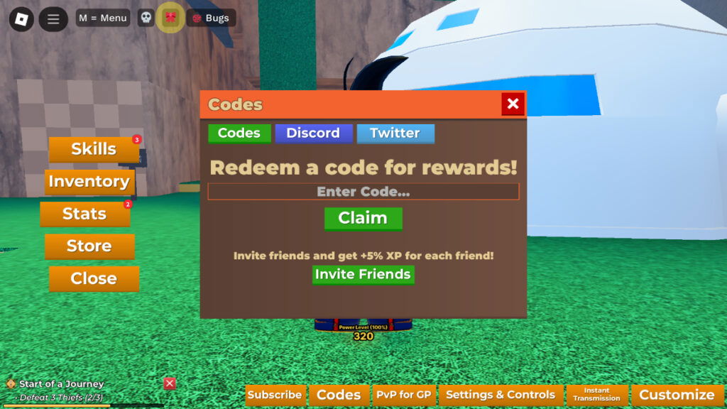 The code entry screen in Dragon Soul Roblox