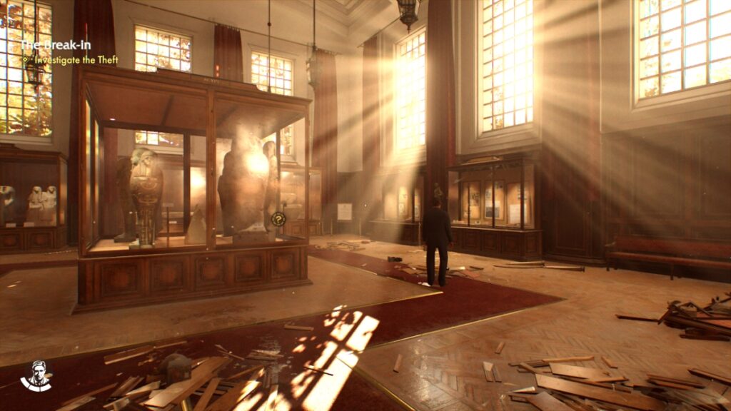 Light streams in through the museum's windows in Indiana Jones and the Great Circle