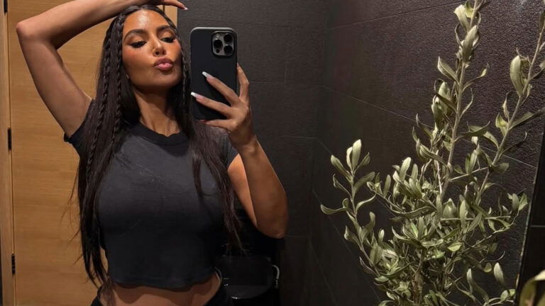 A selfie showing Kim Kardashian pouting