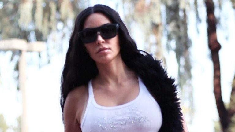 Kim Kardashian attends her son's basketball game