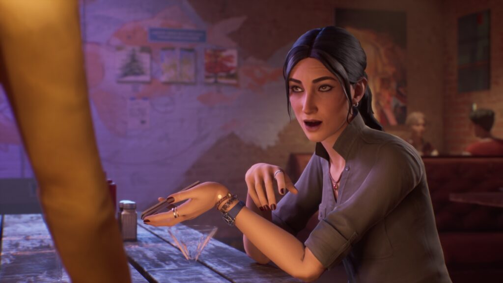 A conversation with Safi in the cafe in Life Is Strange: Double Exposure, a game with hype going into The Game Awards