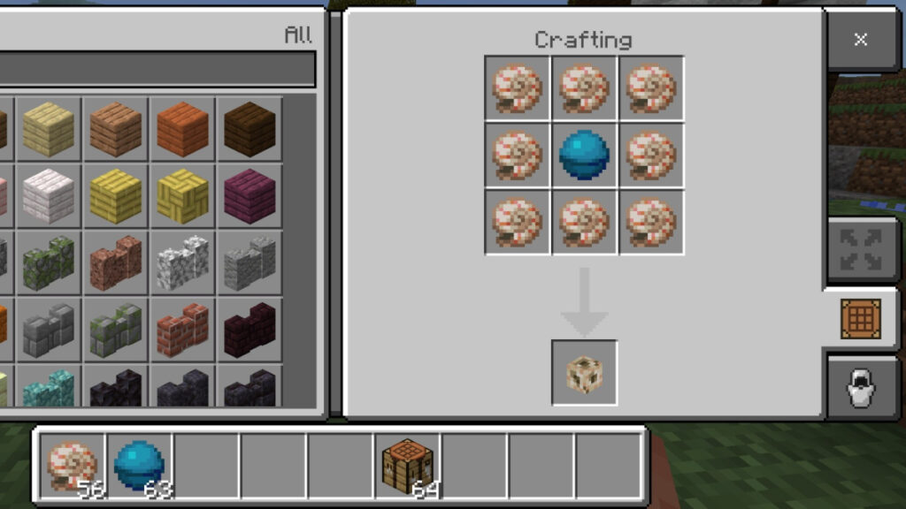 The recipe to craft a conduit in Minecraft