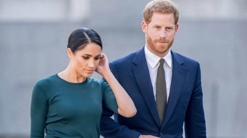 Prince Harry and Meghan Markle at their Montecito neighborhood.