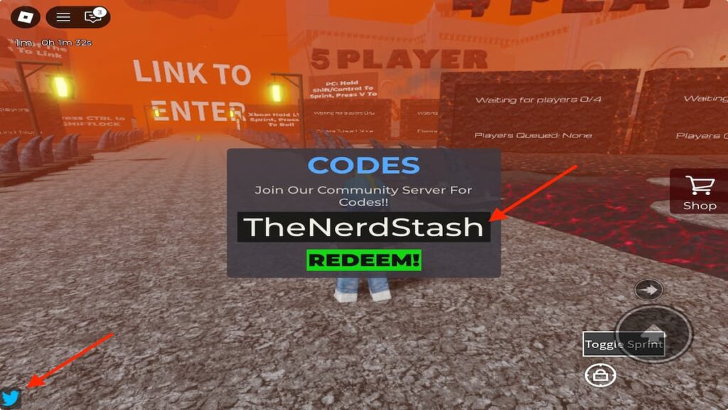 How to redeem codes in Chained Together, Roblox