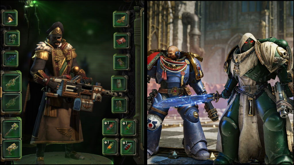 A mash-up of characters from Warhammer 40k: Rogue Trader and Space Marine 2