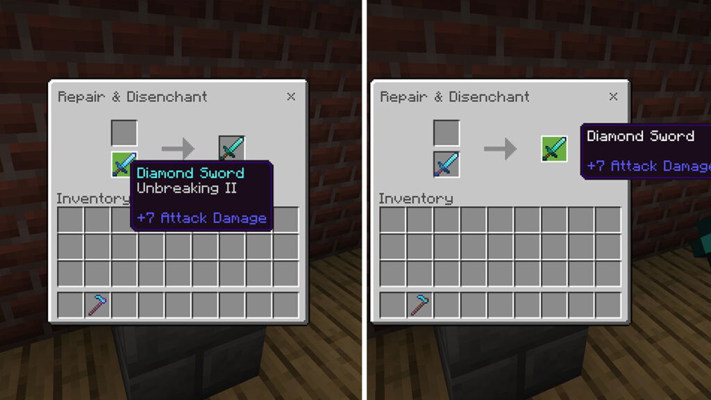 Disenchant or Remove Enchantment in Minecraft with a Grindstone