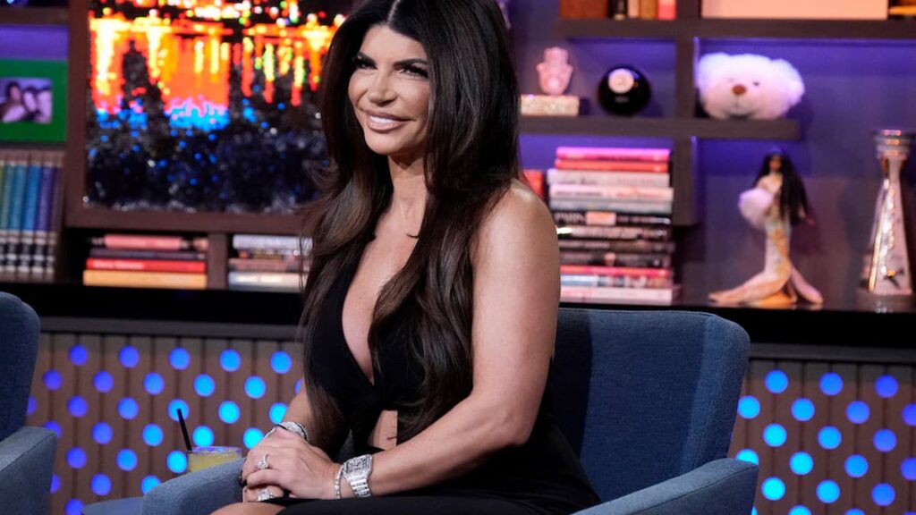 Teresa Giudice in all-black on WWHL.