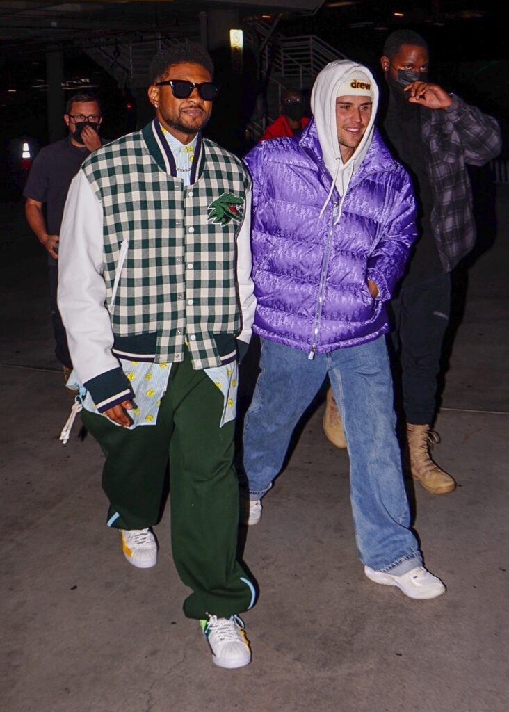 Justin Bieber and Usher during night out