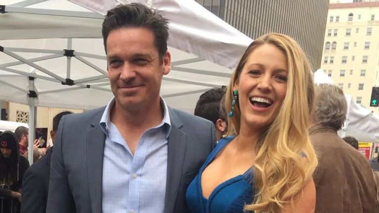 Blake Lively smiles as she poses with her brother-in-law Bart Johnson