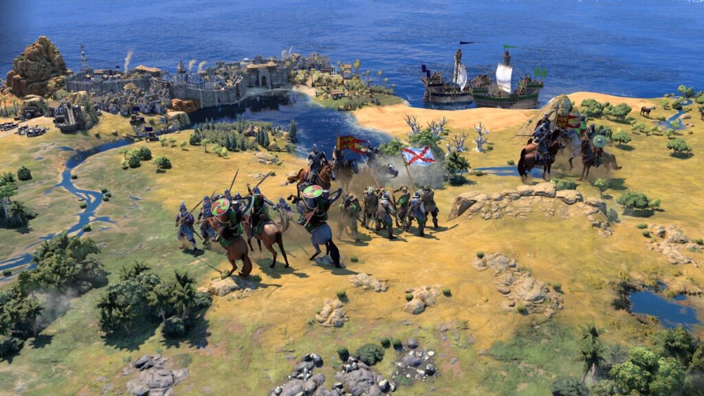 Two armies clash in Civilization 7's overworld map