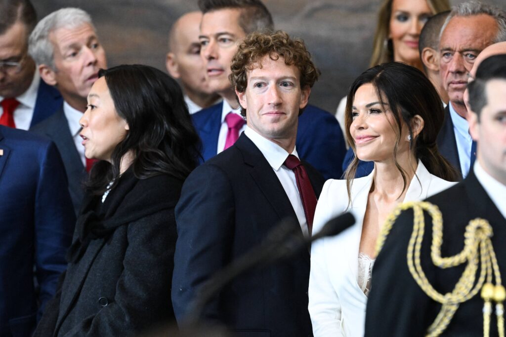 Mark Zuckerberg and Lauren Sanchez at Donald Trump inauguration