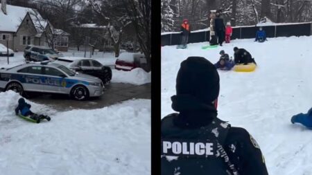 Maryland Cops Children Snow Play