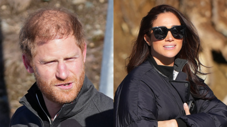 Meghan Markle with Sunglasses and Prince Harry Squinting