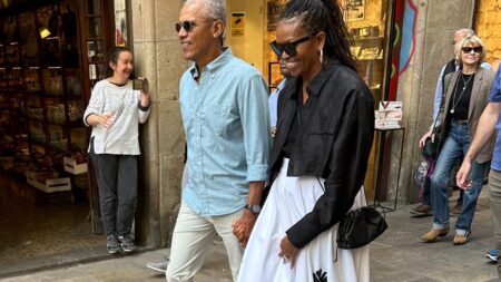 Michelle and Barack Obama visit the Picasso Museum in Barcelona, Spain.