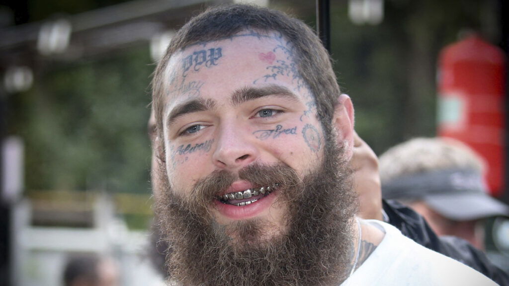 Post Malone is seen at the Global Citizens Festival in a rain drenched New York.