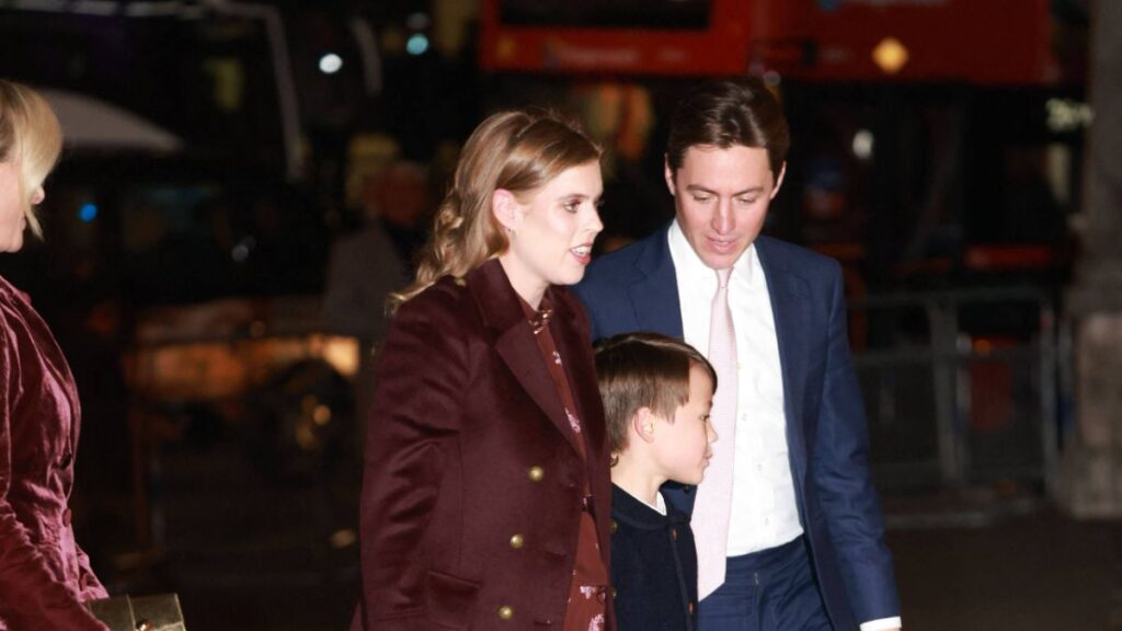 Edoardo Mapelli Mozzi and Princess Beatrice of York arrive for the Together at Christmas Carol Service at Westminster Abbey in London