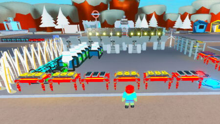 A player stands outside their bitcoin farm in Roblox Bitcoin Miner