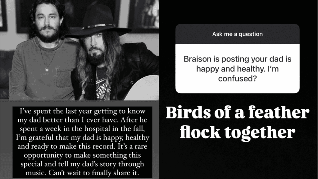 Trace Cyrus and Braison Cyrus Instagram posts about their dad Billy Ray Cyrus