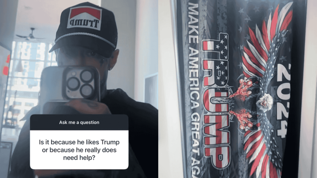 Trace Cyrus shows off his Donald Trump merch