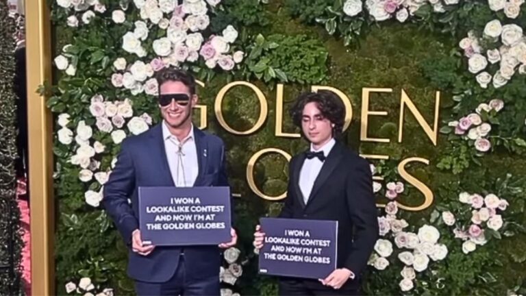 Glen Powell and Timothee Chalamet's Lookalike Contest Winners Show Up to the 2025 Golden Globes