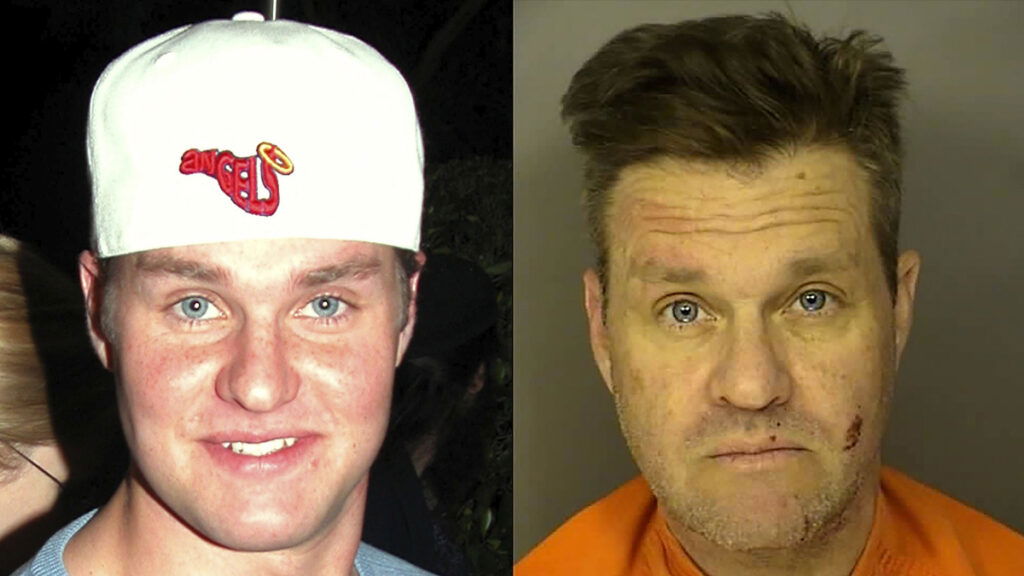 Photo collage of Zachery Ty Bryan's mugshot and his younger self