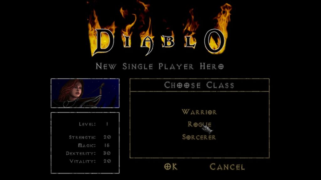 choosing a class in diablo 1