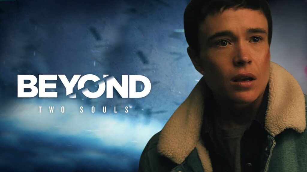 Elliot Page from The Umbrella Academy by the logo for Beyond: Two Souls