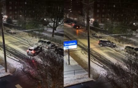 Georgia driver slides into a parallel park