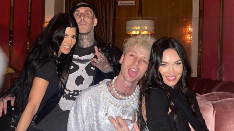 Kourtney Kardashian and Megan Fox with Travis Barker and Machine Gun Kelly