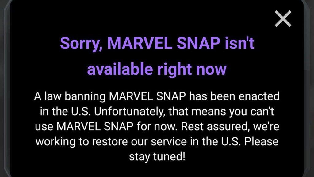 Marvel Snap ban because of TikTok