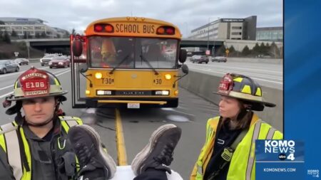 Bellevue bus driver hit by flying debris