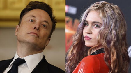 A photo collage of Elon Musk and ex-partner Grimes