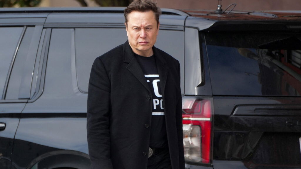 Elon Musk arrives to work in the White House, February 2025.