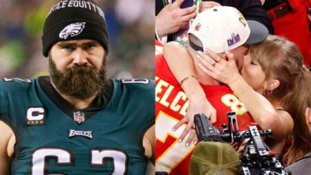 Jason Kelce; Travis Kelce and Taylor Swift; Taylor Swift and Travis Kelce