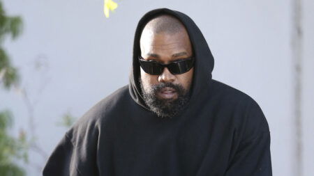 Kanye West is seen arriving at his son Saint's Basketball game