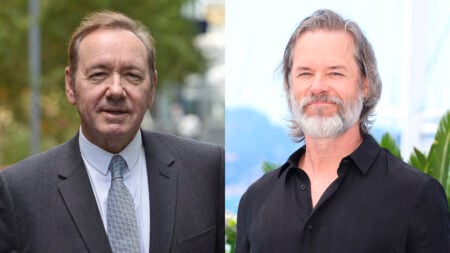 A phot collage of Kevin Spacey and Guy Pearce