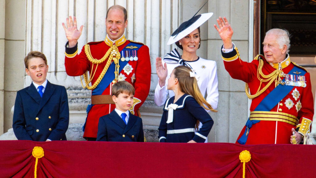 King Charles, Kate Middleton, Prince William and their kids stand at the Palace' balcony during the monarch's official birthday.