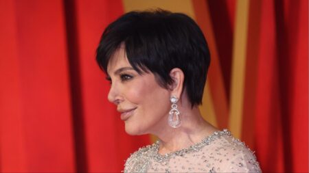 Kris Jenner on the 2024 Vanity Fair Oscar Party Red Carpet