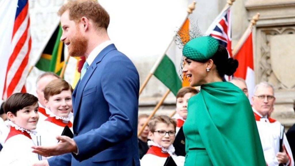 Prince Harry and Meghan Markle pictured on last day as working royals before move to California.