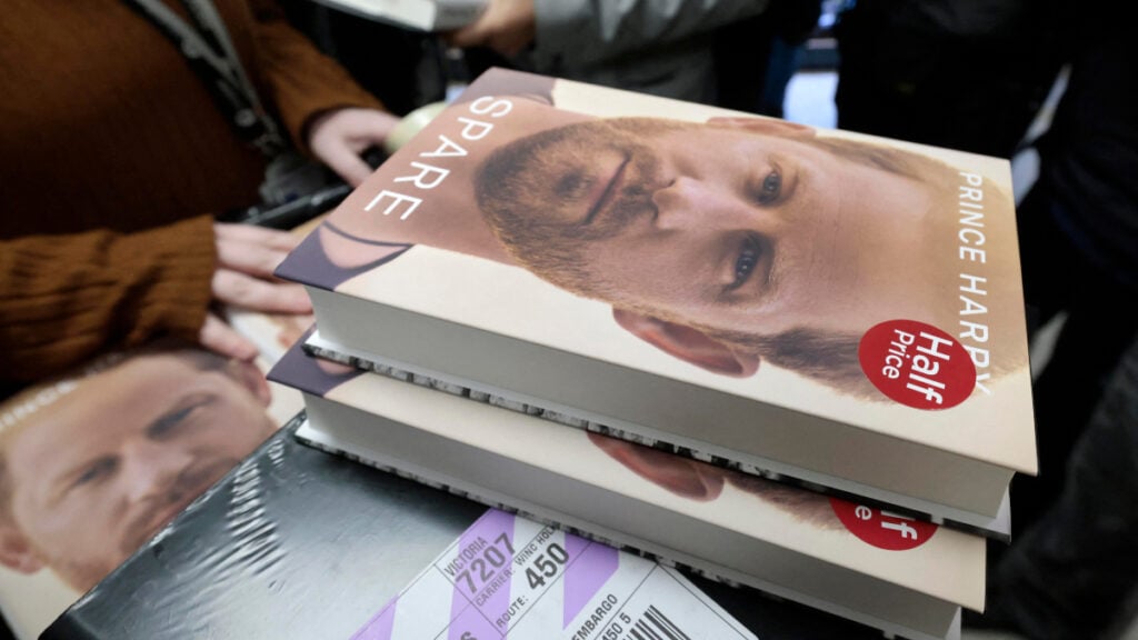 Copies of Prince Harry's memoir, Spare.