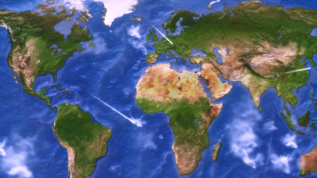 A world map showing the state of viral spread in Roblox Outbreak