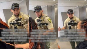 A collage of photos of one of the cops who reportedly entered a women's bathroom in Tucson