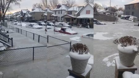 detroit street freezes after water main burst