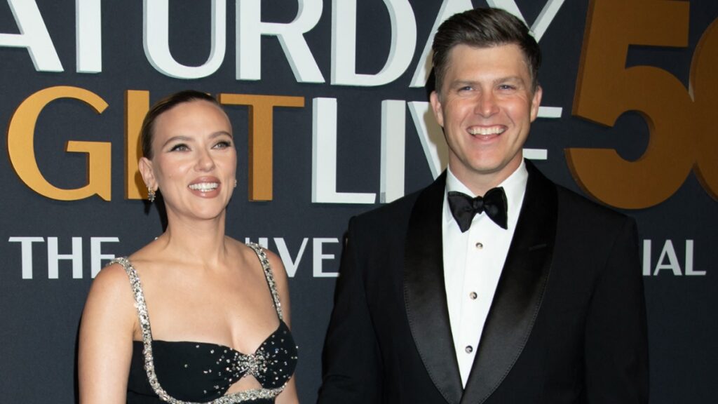 Scarlett Johansson and Colin Jost as SNL 50 event