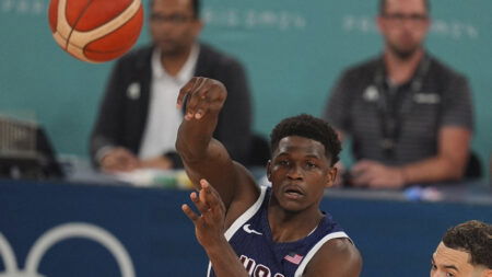 Anthony Edwards during Men's Basketball Final between France and United States on Day 15 of the Olympic Games