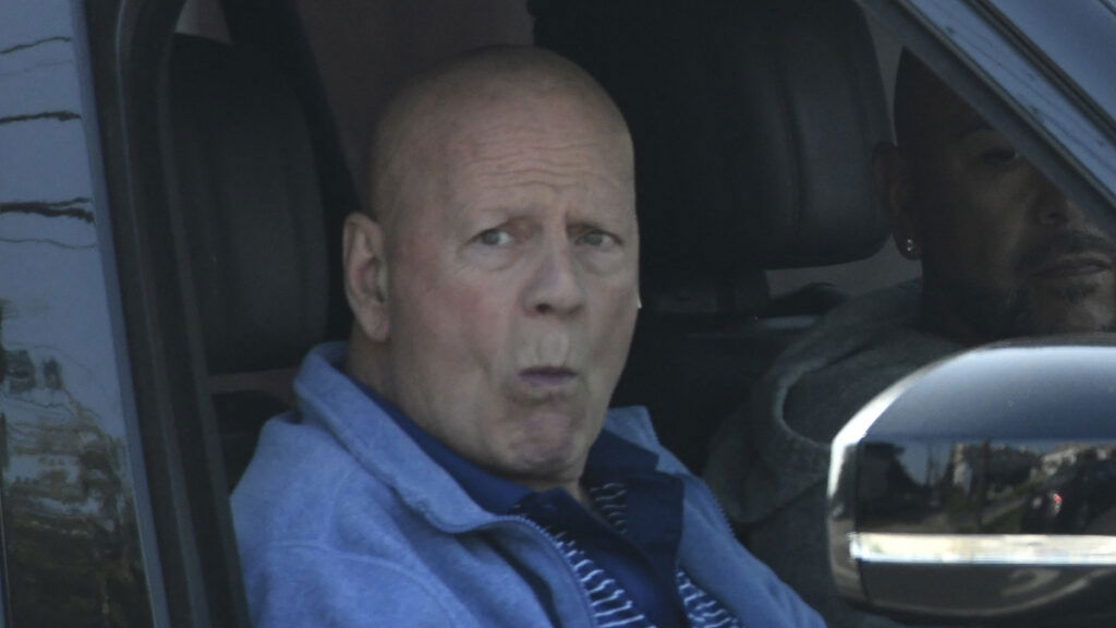 EXCLUSIVE: Bruce Willis is seen while being driven through the streets of Brentwood, Ca