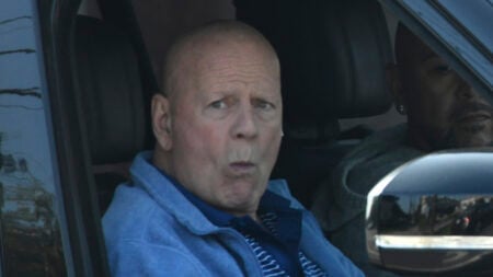 EXCLUSIVE: Bruce Willis is seen while being driven through the streets of Brentwood, Ca